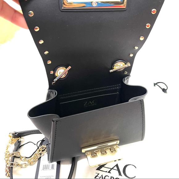 🍒ZAC ZAC POSEN Black Leather women’s Mini CrossBody Bag - Picture 7 of 11